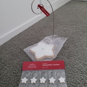 Hallmark ornament hooks, and ornament stand